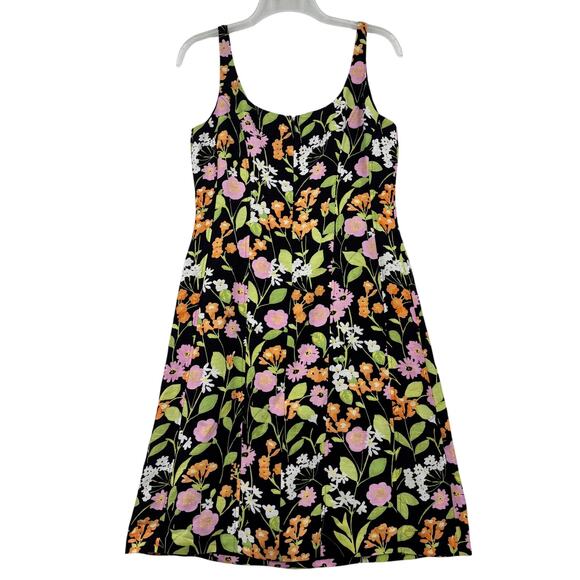 Sigrid Olsen Dress Womens Size 4 Black Floral Linen Blend Fully Lined Sleeveless - Picture 6 of 12
